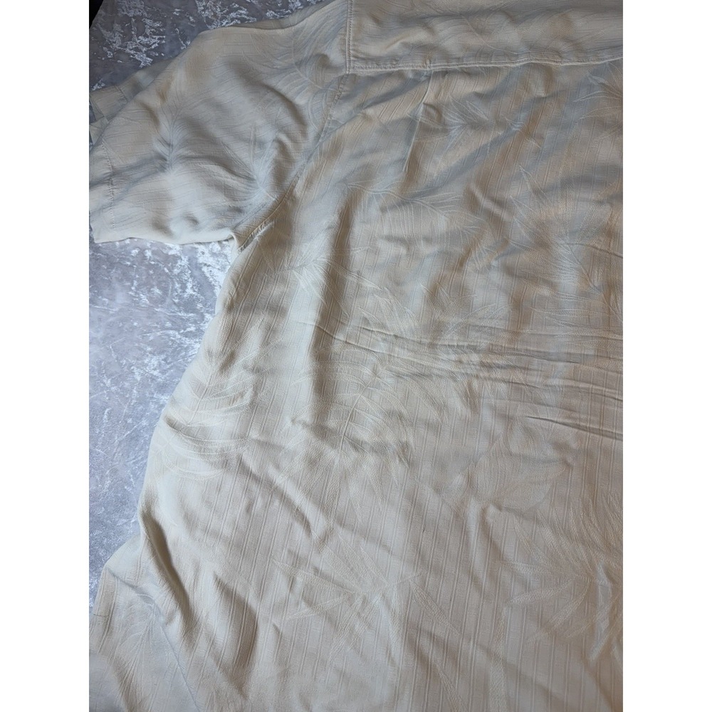 Tommy Bahama Original Fit 100% Silk Hawaiian Camp Shirt Ivory Palm Men's XXL - Picture 11 of 14